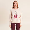 Pull col rond manches longues beige femme