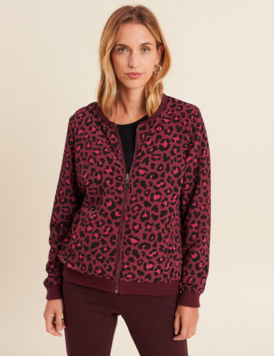 Gilet r&eacute;versible manches longues bordeaux femme