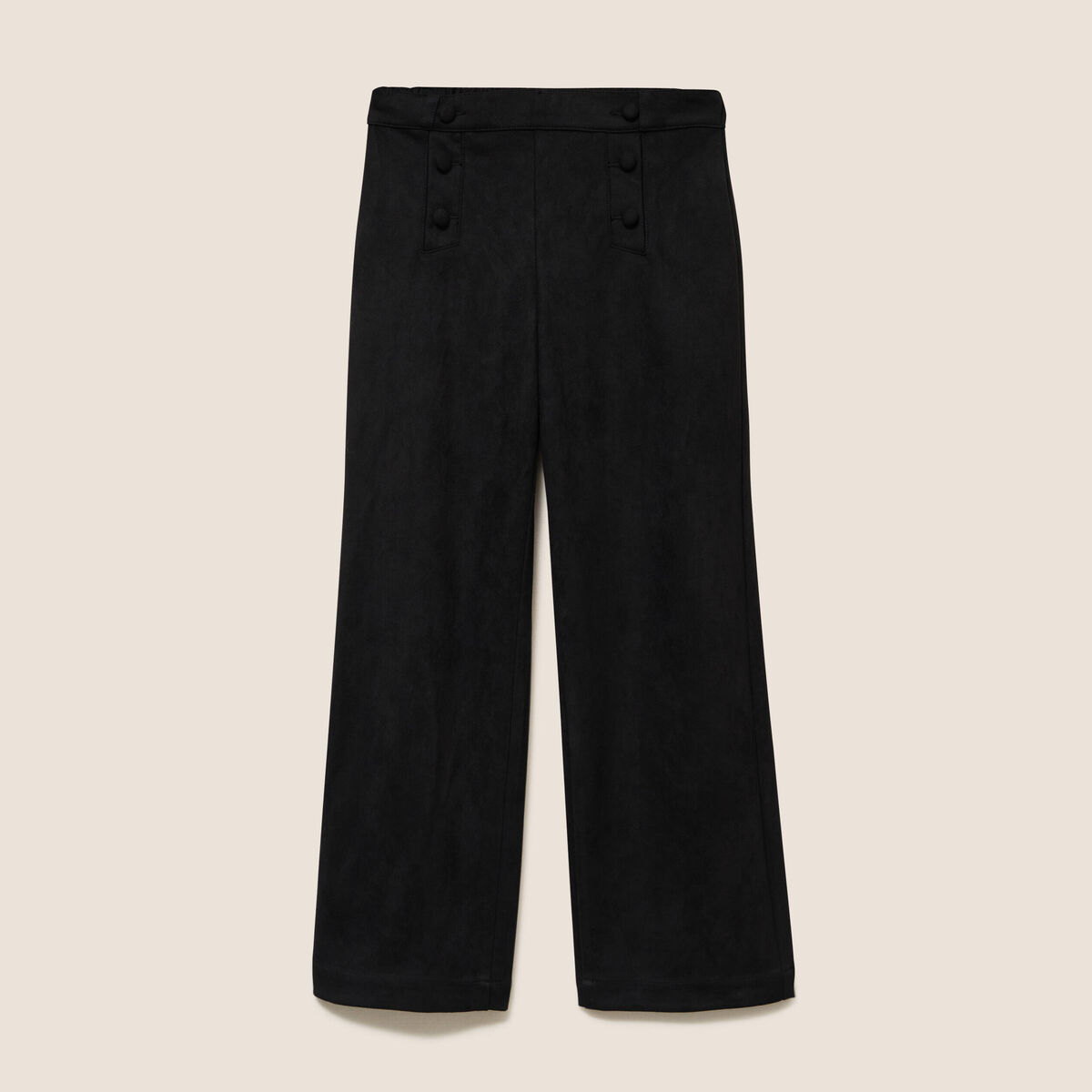 Pantalon aspect daim noir femme