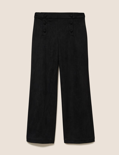 Pantalon aspect daim noir femme