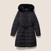 Doudoune cintr&eacute;e &agrave; capuche doubl&eacute;e noir femme