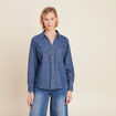Chemise manches longues jean denim stone femme