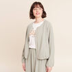 Veste fluide manches longues doubl&eacute;e vert clair femme