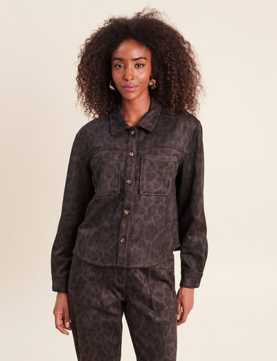 Chemise droite manches longues vert kaki femme
