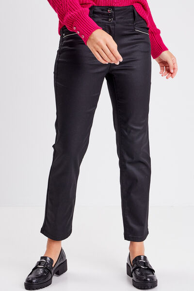 Pantalon droit noir femme