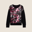 Pull manches longues sequins noir femme