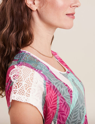 T-shirt manches courtes ecru femme