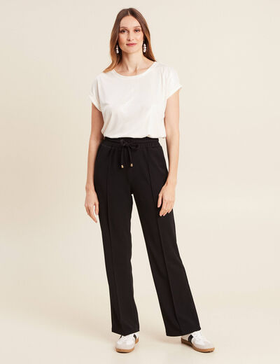 Pantalon droit taille haute noir femme
