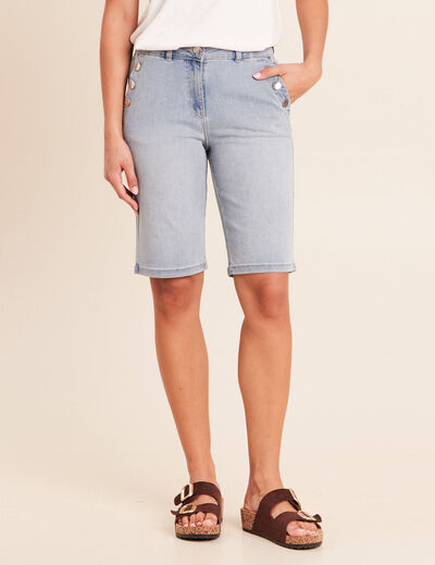 Bermuda ajust&eacute; denim double stone femme