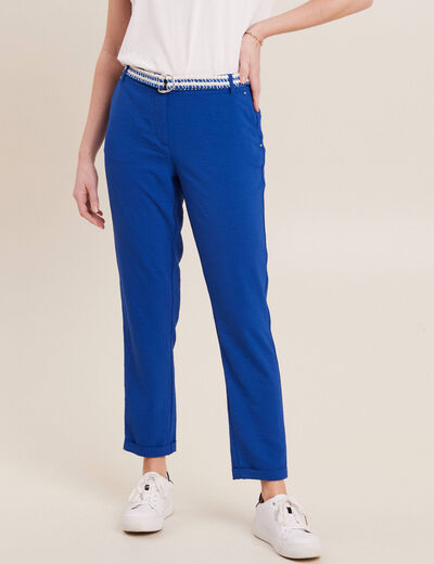 Pantalon chino à ceinture bleu electrique femme