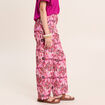 Pantalon large taille haute rose corail femme