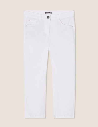 Pantacourt droit taille standard blanc femme