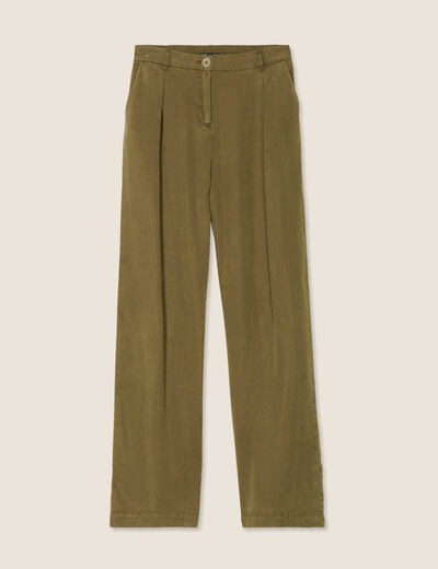 Pantalon flou large vert olive femme