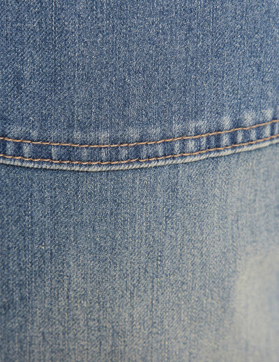 Jupe longue droite en jean denim double stone femme