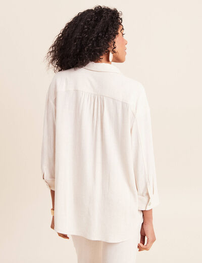 Chemise ample manches 3/4 beige femme