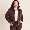 Veste doubl&eacute;e marron fonc&eacute; femme
