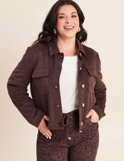 Veste doubl&eacute;e marron fonc&eacute; femme