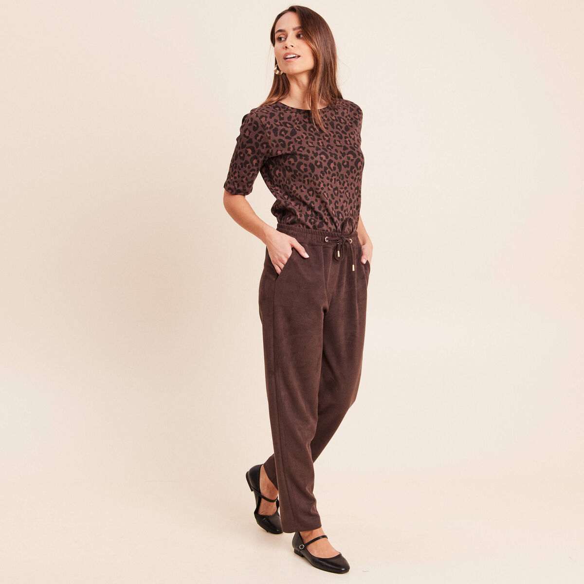 T-shirt en coton biologique marron femme