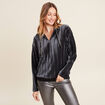 Sweat manches longues pliss&eacute; gris argent femme
