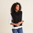 Plastron tricoté col boutonné noir femme