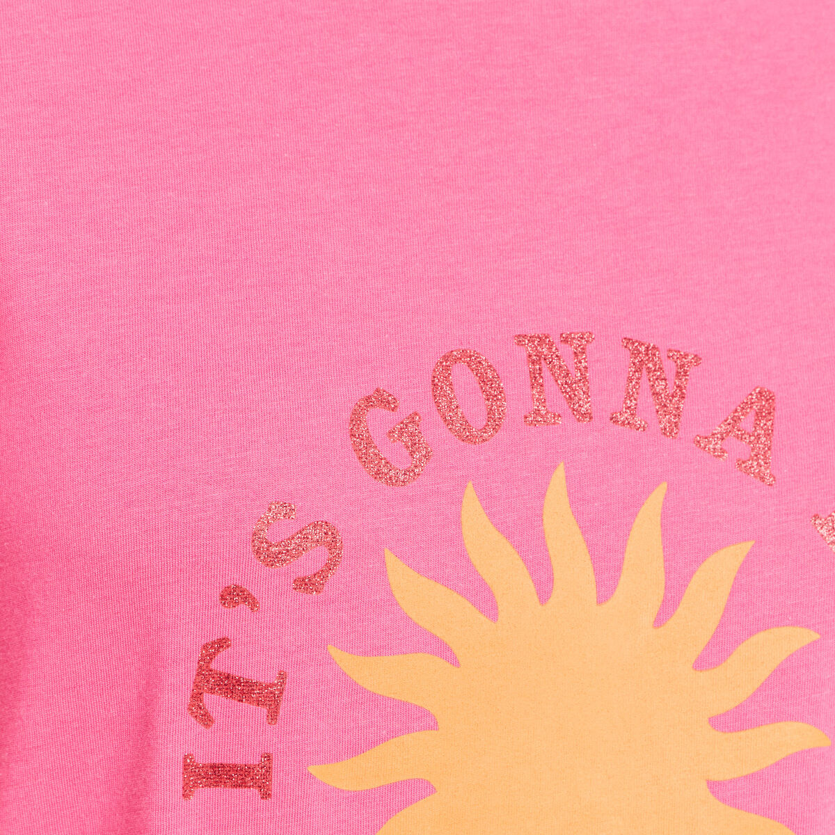 T-shirt col rond manches courtes rose fushia femme