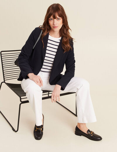Veste tailleur cintrée bleu foncé femme