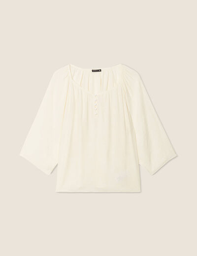 Blouse manches 3/4 ivoire femme