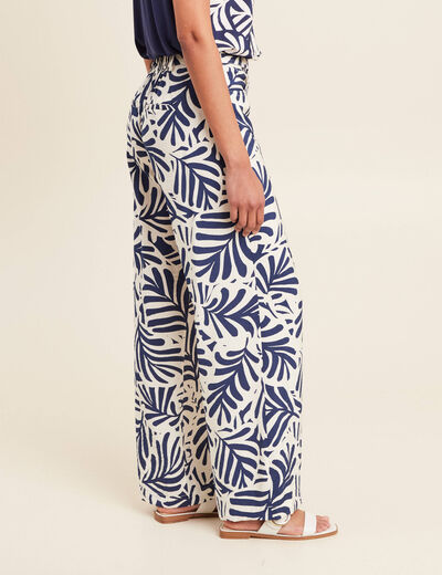 Pantalon flou taille haute blanc femme