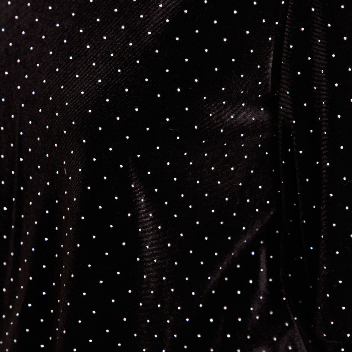 T-shirt velours col v manches 3/4 strass noir femme