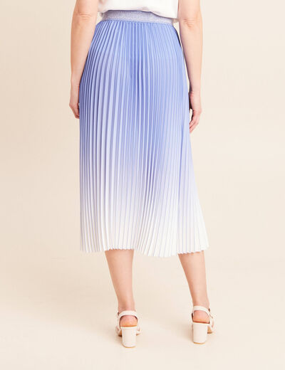 Jupe midi patineuse pliss&eacute;e bleu femme