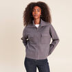 Cardigan col camionneur gris fonc&eacute; femme