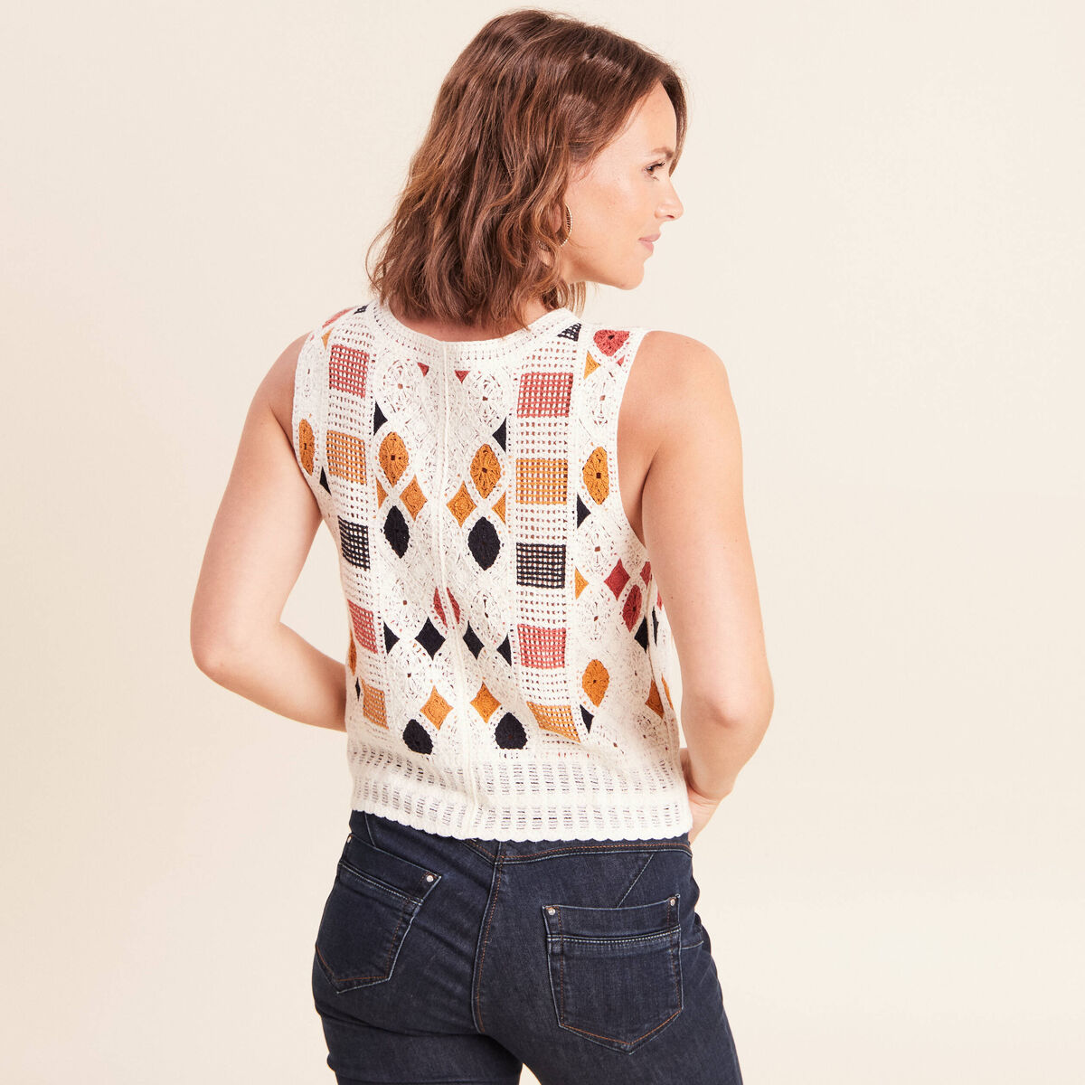 Gilet sans manches blanc femme