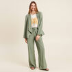 Pantalon large fluide vert kaki femme