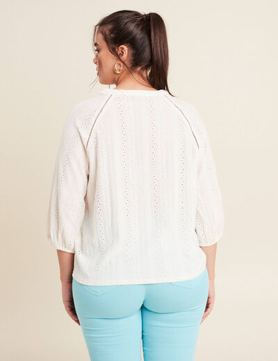 Blouse manches 3/4 ecru femme