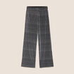 Pantalon large long taille haute gris argent femme