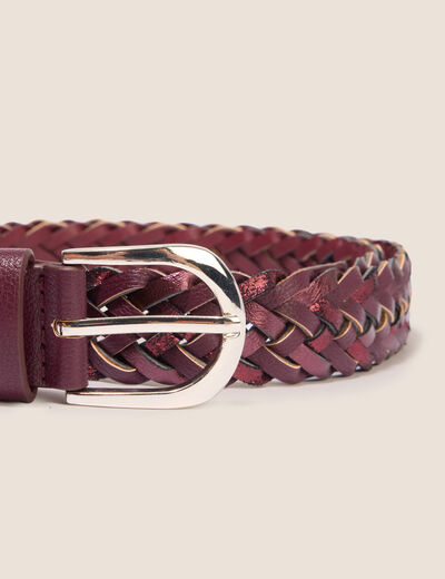 Ceinture tress&eacute;e iris&eacute;e prune femme