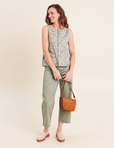 T-shirt r&eacute;versible sans manches gris femme