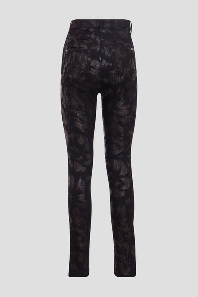 Pantalon ajusté denim noir femme