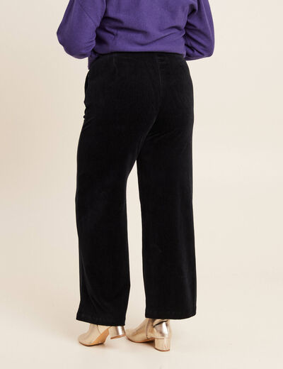 Pantalon large velours noir femme