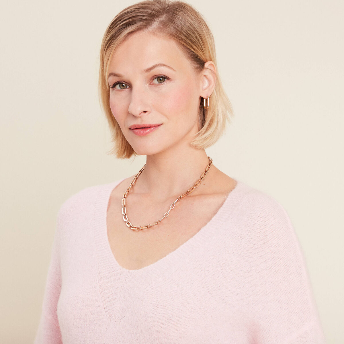 Pull manches longues rose femme