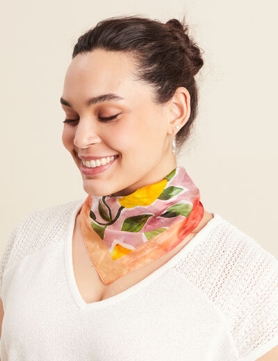 Foulard 100% soie multicolore femme
