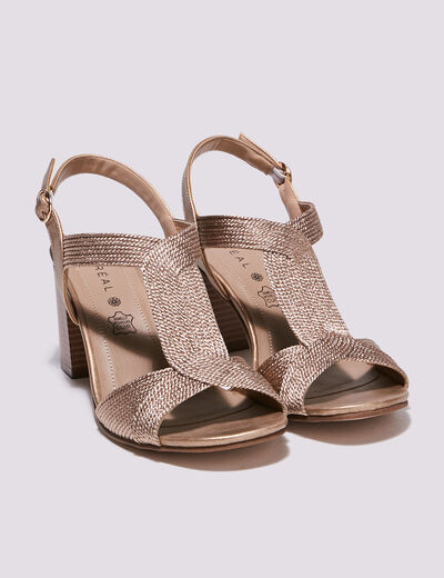 Sandales à talons bottiers rose clair femme