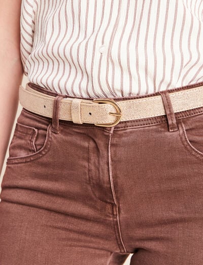 Ceinture fine iris&eacute;e couleur or femme
