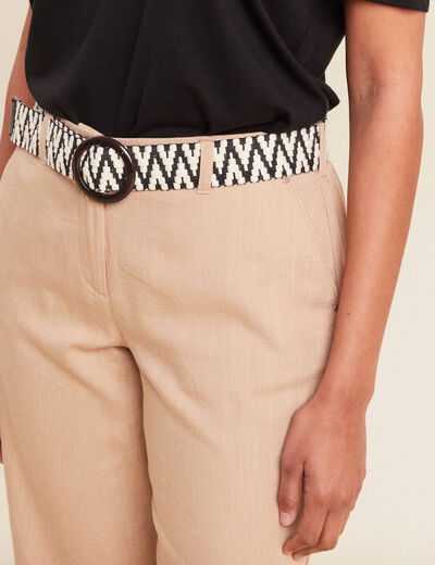 Pantalon large 7/8ème ceinturé sable femme