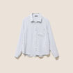 Chemise droite fluide manches longues bleu femme