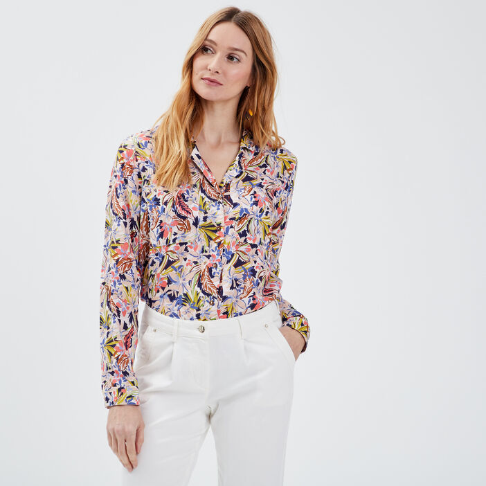 Chemise manches longues rose pastel femme
