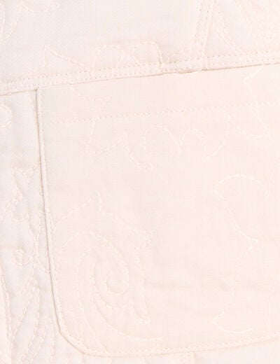 Gilet sans manches doubl&eacute; coton ecru femme