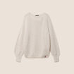 Pull droit col rond manches longues beige femme