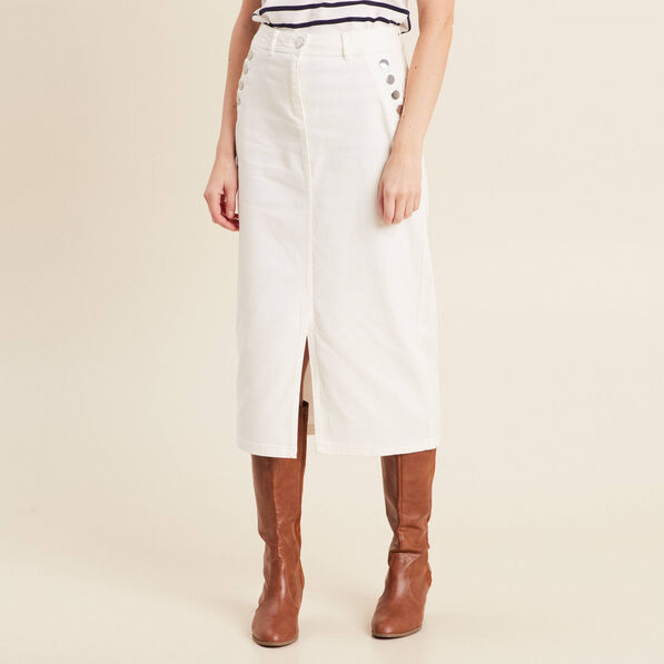 jupe longue droite en jean blanc femme Jupe longue droite en jean blanc femme
