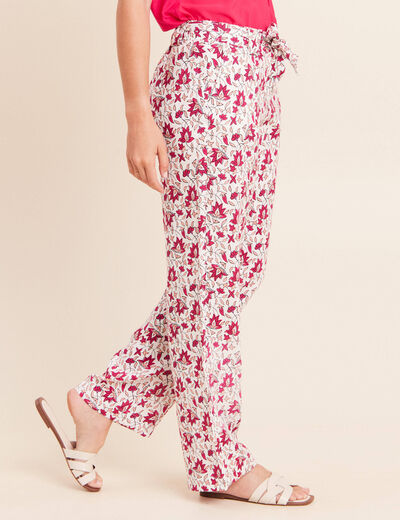 Pantalon large taille standard rose femme